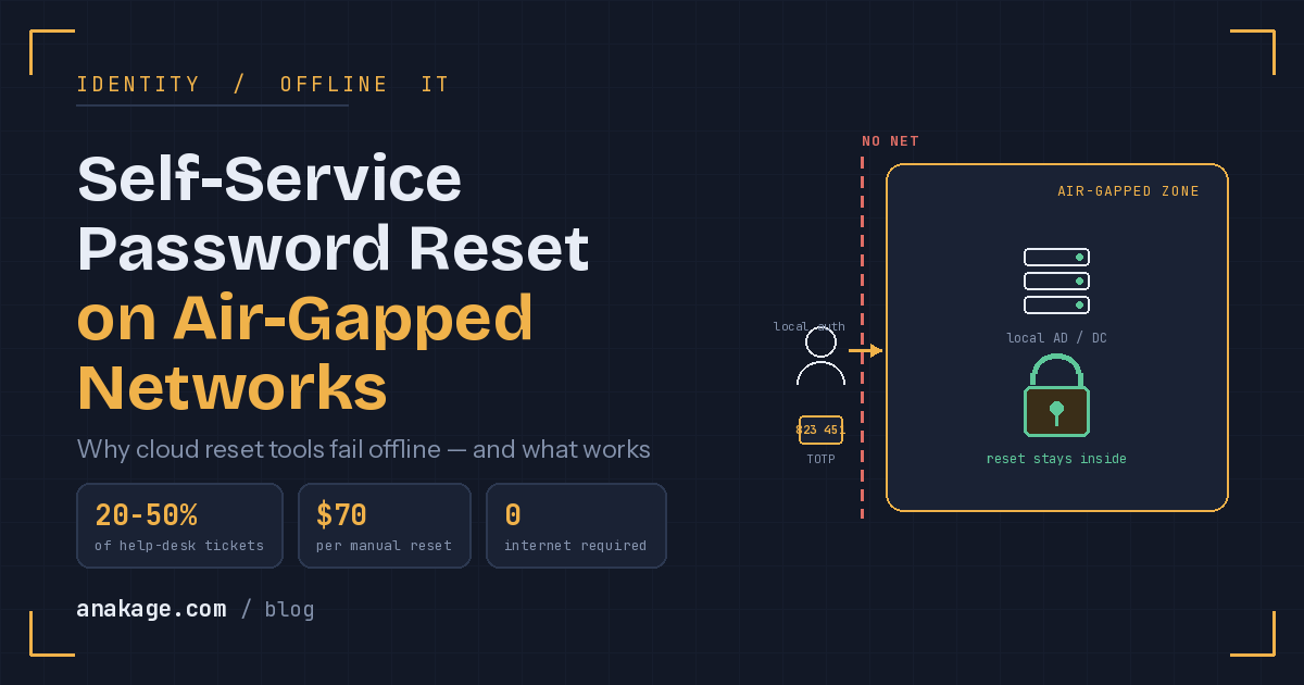 Self-service password reset on air-gapped networks diagram